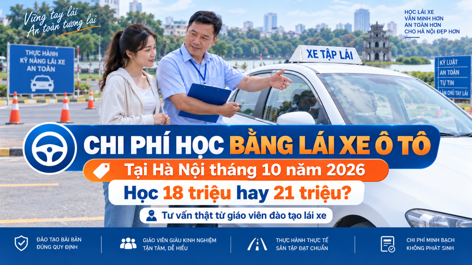 Chi phí học bằng lái xe ô tô tại Hà Nội tháng 10 năm 2026: Học 18 triệu hay 21 triệu?