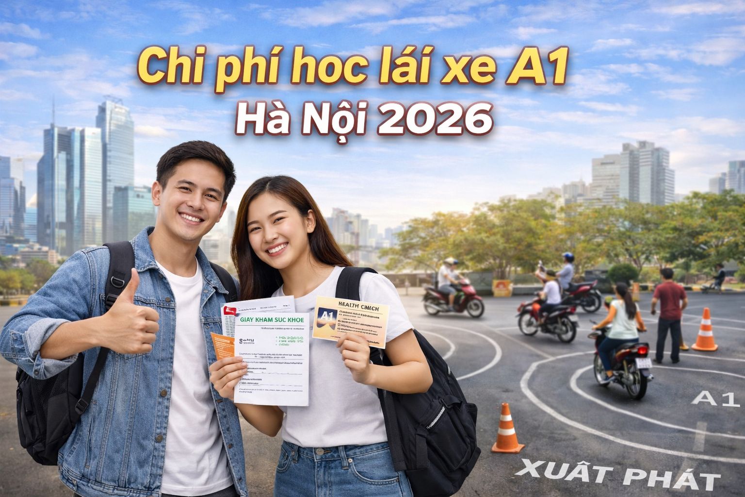 Chi phí học bằng lái xe máy A1 tại Hà Nội năm 2026 trọn gói chính xác nhất
