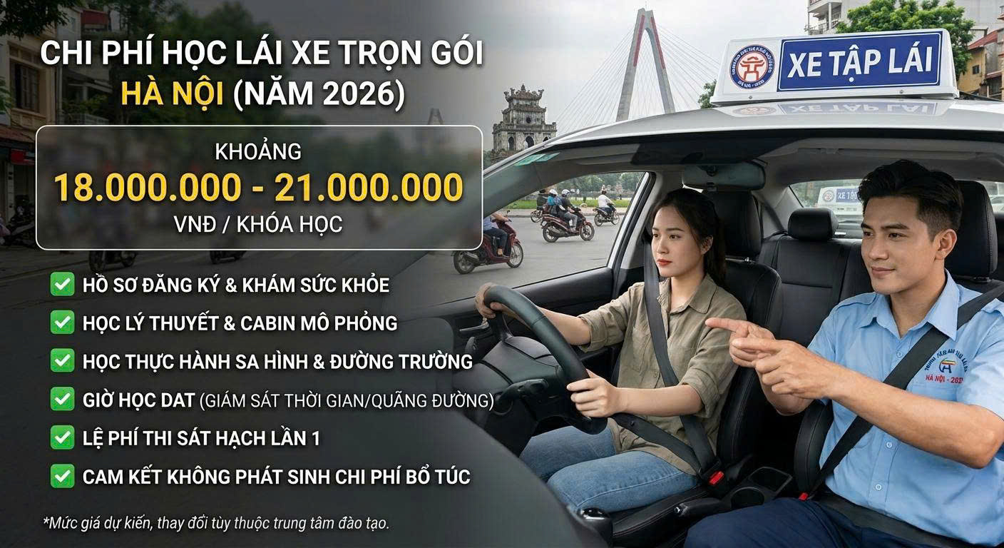 Chi Phí Học Lái Xe Trọn Gói Năm 2026 tại Hà Nội Bao Nhiêu? - Cập nhật mới nhất